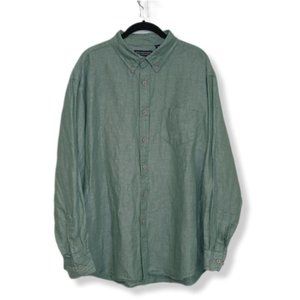 ROUNDTREE & YORKE Men's Long Sleeve Shirt, Cotton/Linen, XL Green, size XL